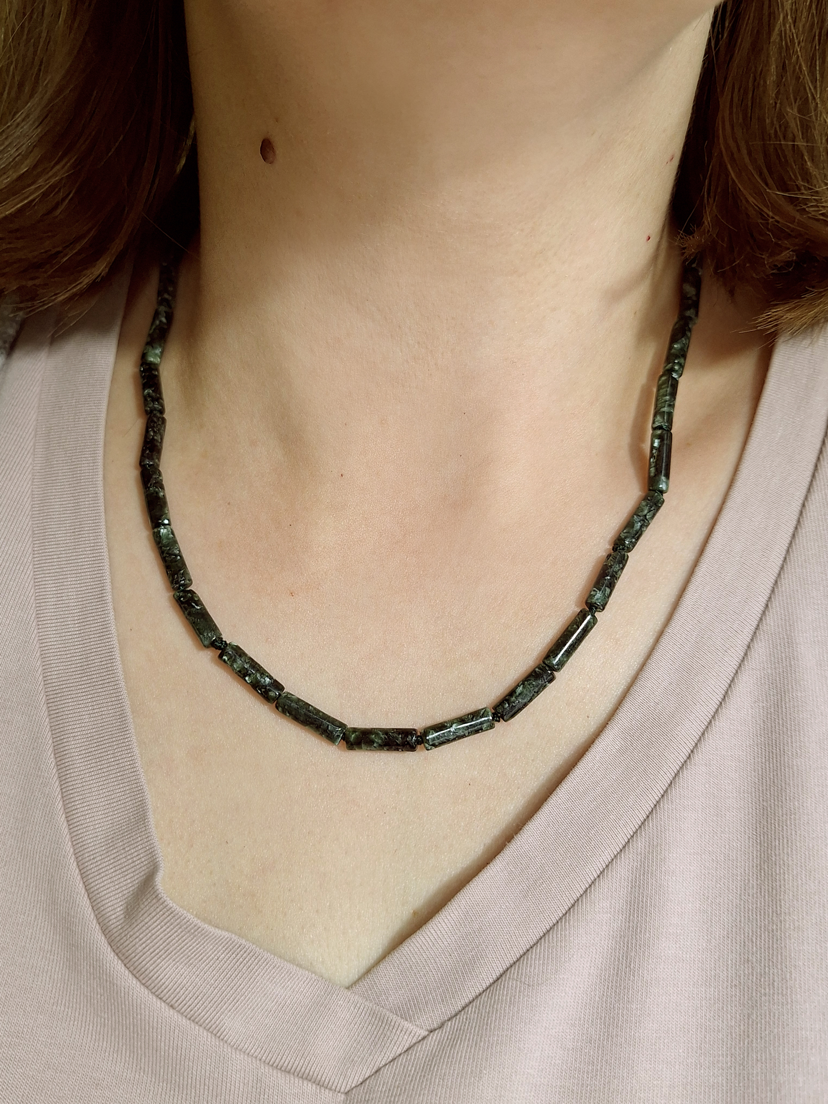 Серафинит бусы 45-50см. <br>#04-1-94 — изображение 2
