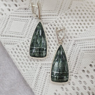 Серафинит серьги <br>04-3-207